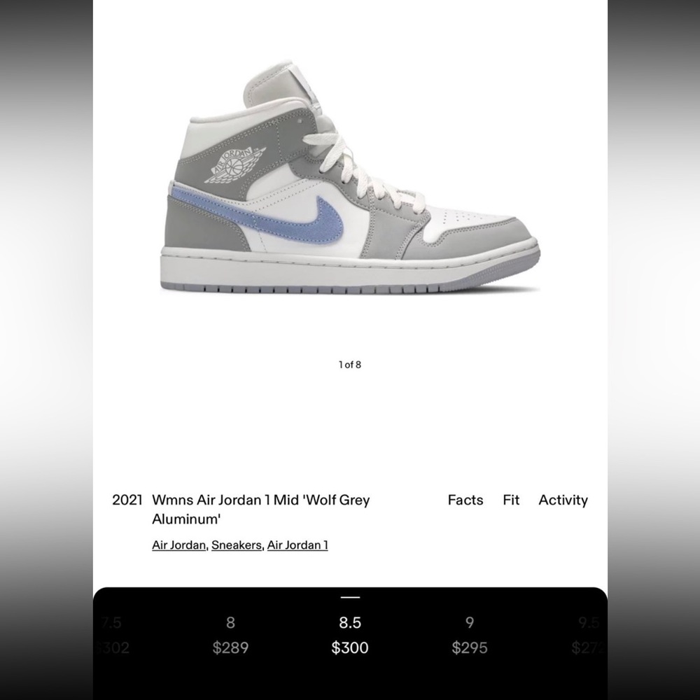 Wmns Air Jordan 1 Mid 'Wolf Grey Aluminum'